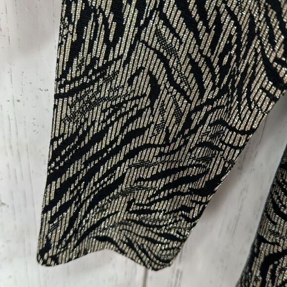 Chicos Travelers Metallic Black Gold Full Zip Long Sleeve Casual Printed Jacket - Picture 7 of 16